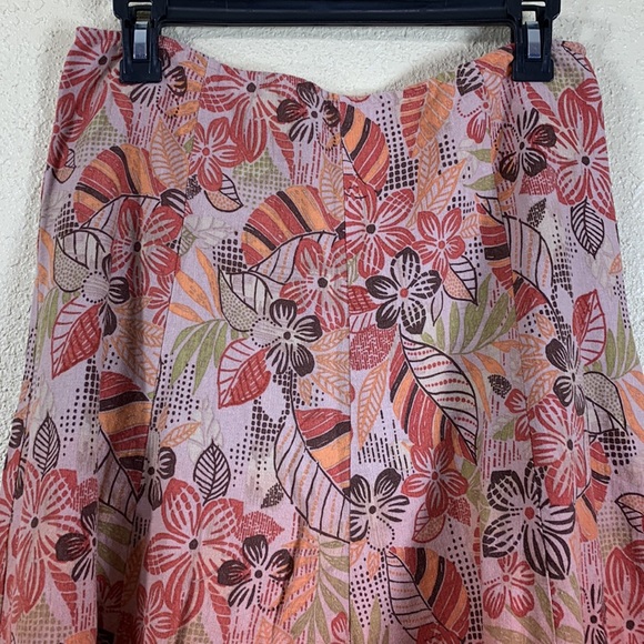 Axcess Liz Claiborne Skirt Floral Tan Orange Brown size 10 Viscose/Linen Blend - Picture 4 of 14